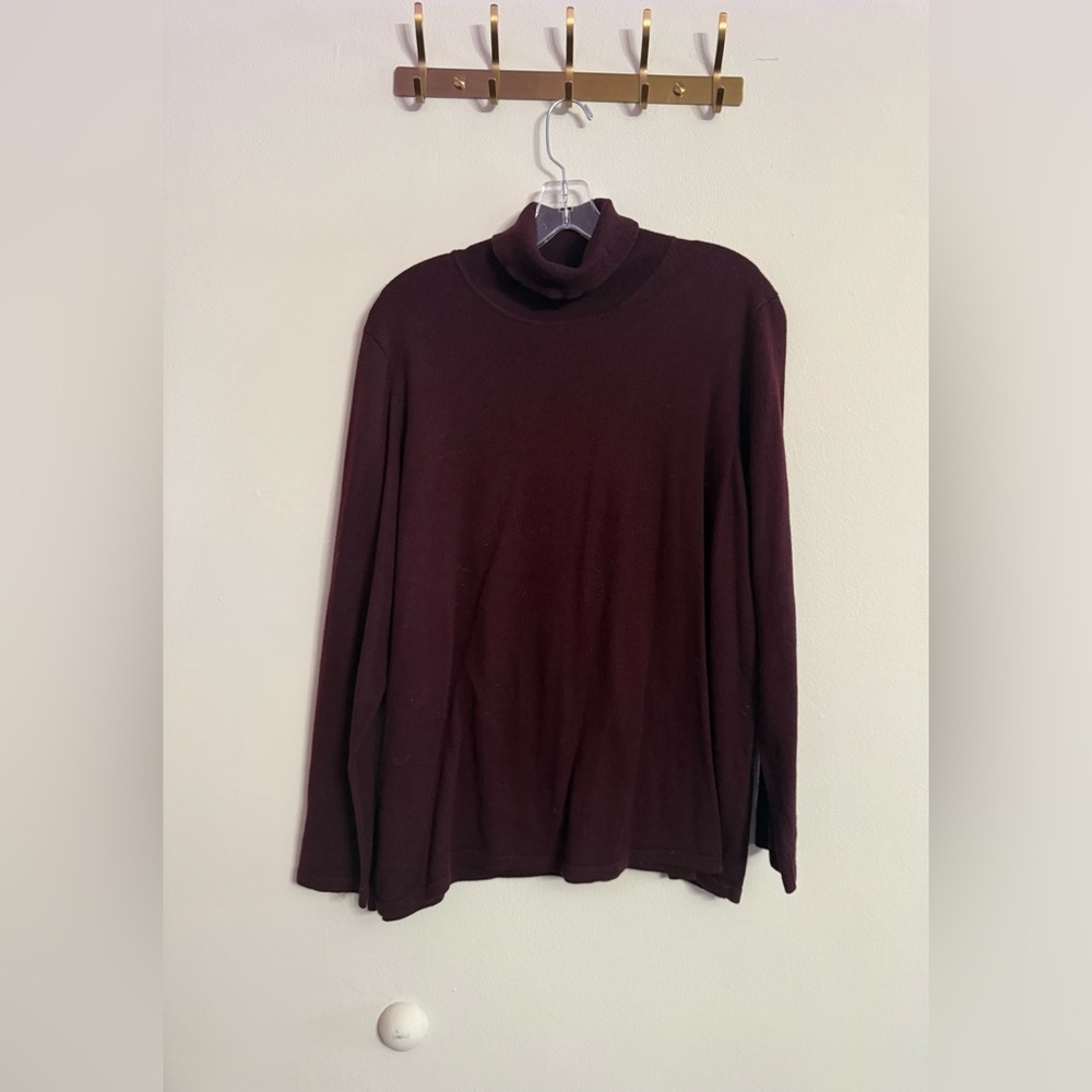 Ralph Lauren Burgundy Knit Turtleneck Wool Blend Women’s Sweater 3X